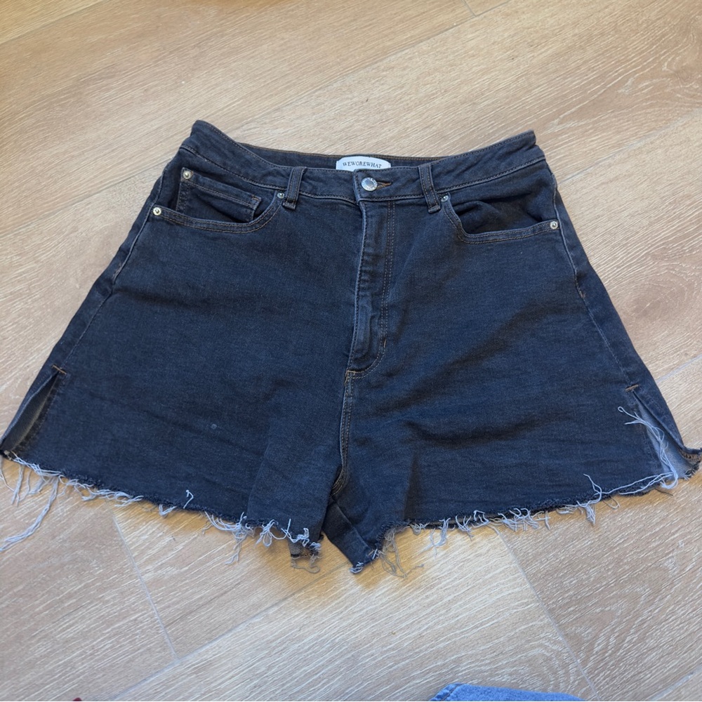 WeWoreWhat Black Denim Cutoff Shorts | Raw Hem